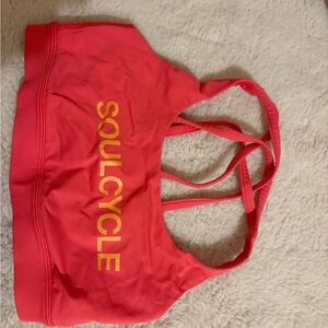 SoulCycle lulu lemon Vibrant Red Sports Bra with Yellow Accents